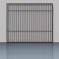 Modern Metal Panel Door With Vertical Slats Grille Design On Light Wall And Reflective Floor