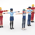 Various Profession Characters Including Firefighters Police and Casual Person Standing with Arms Outstretched