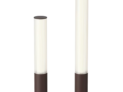 Outdoor Column Lights With White Striped Shades And Dark Bases In Two Heights 3d model