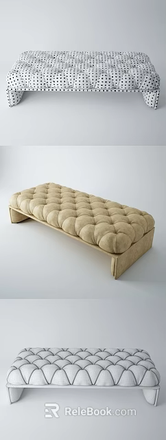Modern Upholstered Sofa Bench with Tufted Design Padded Seat and Wooden Legs for Living Room 3d model 