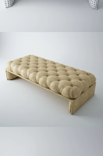 Modern Upholstered Sofa Bench with Tufted Design Padded Seat and Wooden Legs for Living Room 3d model