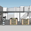 Supermarket Department Store Interior Layout With Shelves Products Staircase And Counter