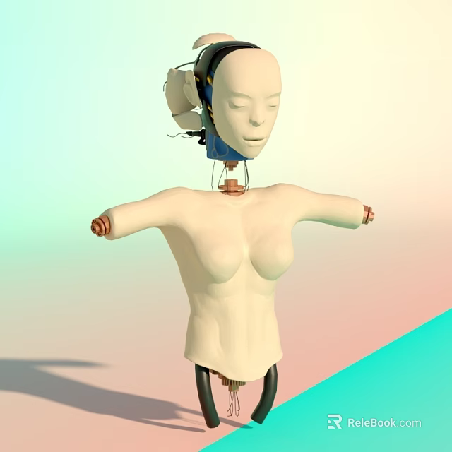 Smart Machine Humanoid Torso With Mechanical Arms And Electronic Head Components 3d model 