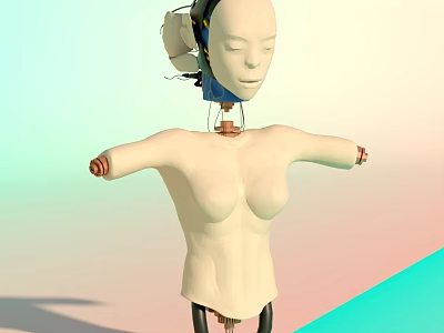Smart Machine Humanoid Torso With Mechanical Arms And Electronic Head Components 3d model