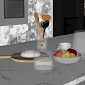 Modern Kitchen Ornaments Chopping Board Dough Cookware Wine Fruit 3d model