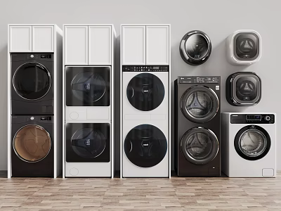 Modern Washing Machines In Various Styles And Colors For Home Laundry 3d model