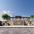 New Chinese Square Corridor 3d model