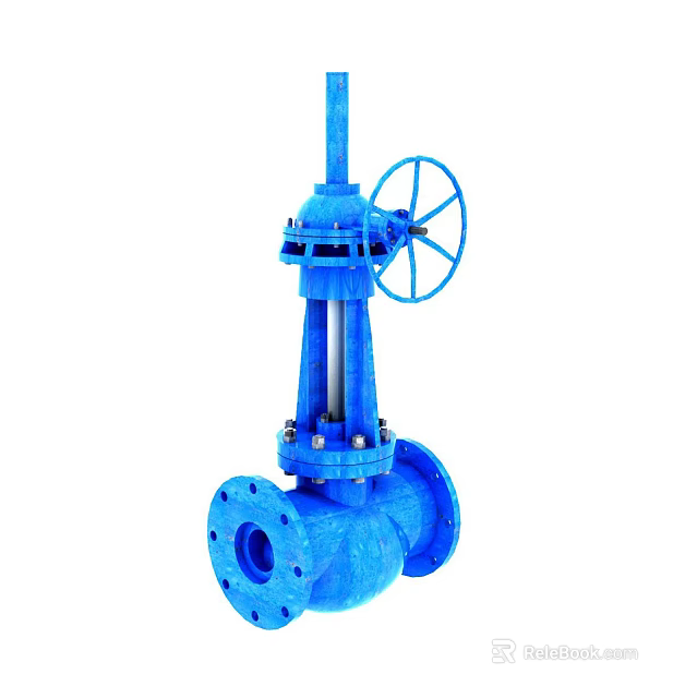 Blue Pipeline Gate Valve With Wheel And Flange For Industrial Use 3d model 