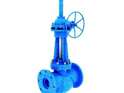 Blue Pipeline Gate Valve With Wheel And Flange For Industrial Use 3d model