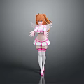 Anime Style Girl Character With Orange Hair And Pink Wings
