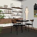 Middle Ancient Bookcase Retro Bookshelf Book Ornaments Combination 3d model