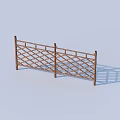 Public Facility Bamboo Fence With Lattice Design And Vertical Posts 3d model
