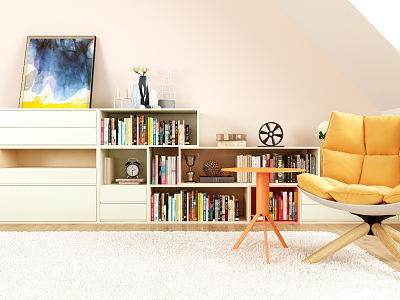 Modern Bookcase Combination Decorative Cabinet Chair model