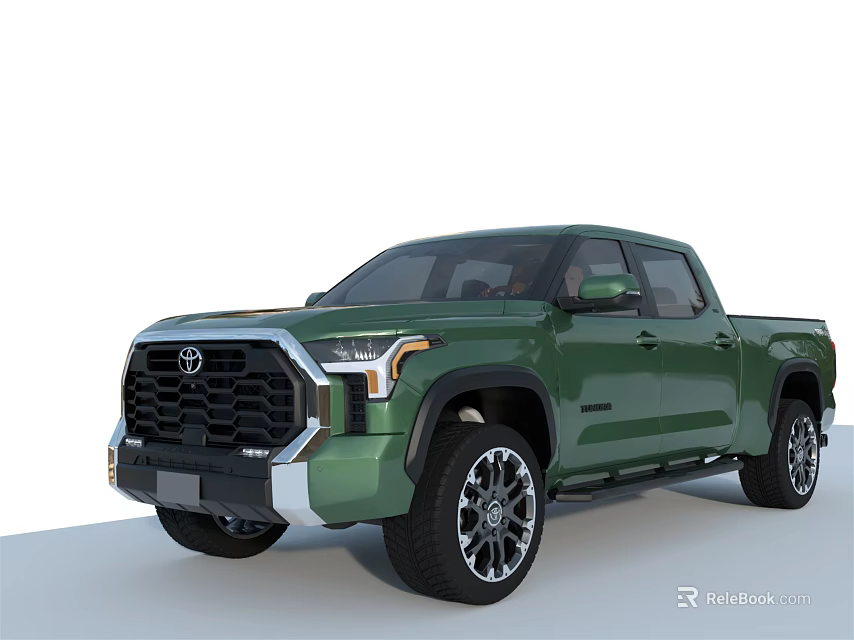 Green Toyota Pickup Truck Exterior Design With Front Grille And Alloy Wheels 3d model 