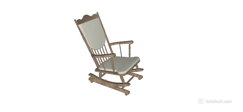 Classic Wooden Outdoor Rocking Chair with Light Colored Cushion and Comfortable Design 3d model 