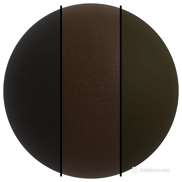 Circular Design Components Featuring Three Vertical Colored Strips Black Brown Leather Texture and Dark Green 3d model