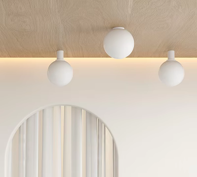Three Minimalist White Spherical Ceiling Lights For Home 3d model