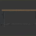 Industrial Style Distressed Wooden Top Bench With Metal Frame And Wheels