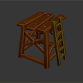 Wooden Ladder Stool With Cross Support Design And Sturdy Construction For Home Use