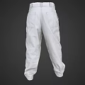 White Casual Pants with Elastic Waist and Multiple Pockets for Daily Use