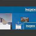 INDEX Modern Exhibition Booth With Blue White Decor Reception Desk Sofa Tables