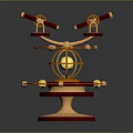 Decorative Orrery Model With Wooden Base Metal Rings And Spherical Elements 3d model