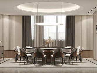 Modern dining table and chair combination 3d model