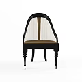 Black Frame Leisure Chair With Curved Armrests Woven Seat And Slender Decorative Legs