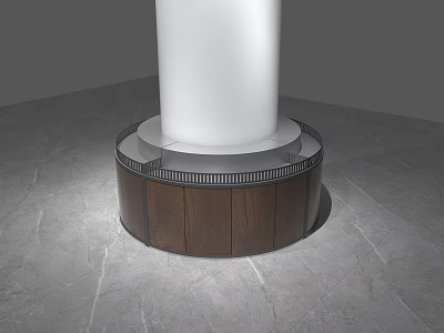 Modern Circular Display Shelf With Wooden Base And Transparent Top For Retail 3d model