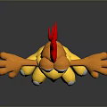 3D Cartoon Chicken Character With Orange Body Yellow Feet And Open Arms