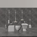 Bathroom Cleaning Tools Set With Toilet Trash Can Mop Broom And Brush