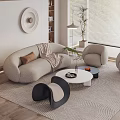 Modern sofa coffee table combination 3d model