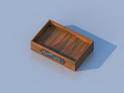 Wooden Tray as Practical Household Item with Please Note Label for Daily Use 3d model