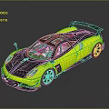 Yellow And Black Open Top Sports Car With Rear Spoiler And Streamlined Body