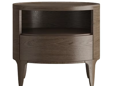 Wooden Entryway Side Cabinet Modern Design Round Shape Drawer Open Shelf Home Furniture 3d model