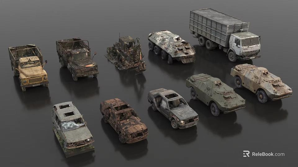 Various Military Tactical Vehicles Collection Including Armored Trucks And Off Road Cars 3d model 