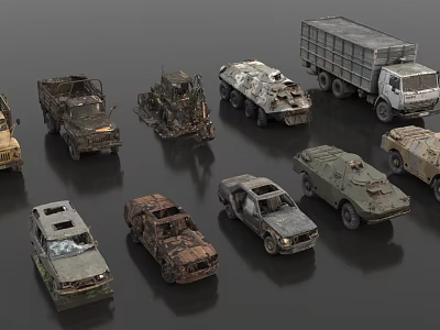 Various Military Tactical Vehicles Collection Including Armored Trucks And Off Road Cars 3d model