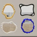 Stylish Decorative Mirrors With Gold Black White Blue Frames For Wall Decor 3d model