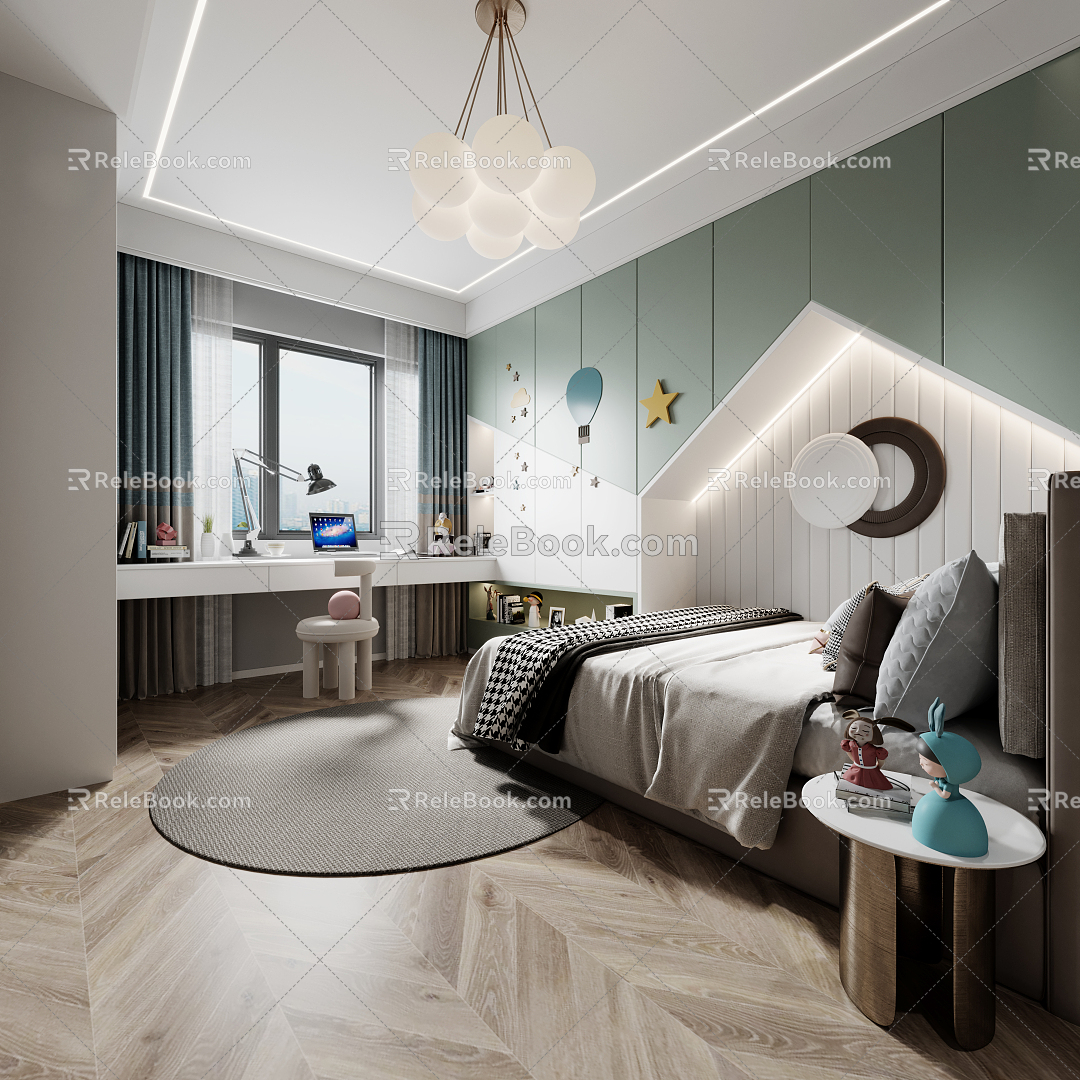 Modern Children's Room Boys Room 3d model