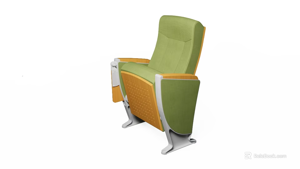 Modern Single Sofa With Green Fabric Orange Armrests And Comfortable Backrest Design 3d model