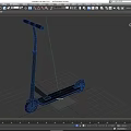 Black Two Wheeled Scooter With Handlebar And Flat Deck Design 3d model