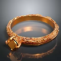Stylish Gold Ring With Ornate Carved Band And Central Gemstone Accent