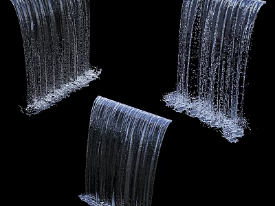 Garden Water Feature with Three Cascading Waterfalls and Splashing Drops in Outdoor Garden 3d model