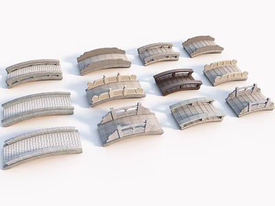 Various Landscape Bridges Featuring Different Architectural Styles And Stone Construction Designs 3d model