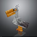 Cute Pixel Art Pelican Character With Orange Beak And Gray Body