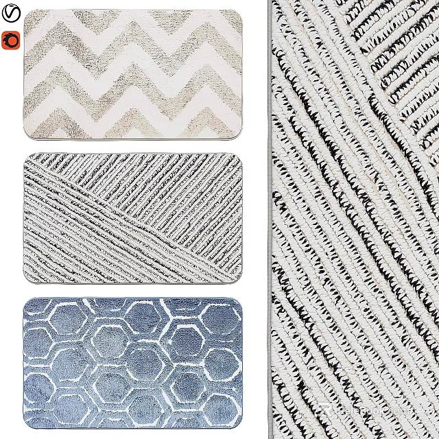 Modern Square Rugs With Chevron Striped Hexagonal Patterns For Home Decor 3d model 