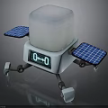 Modern Robotic Probe With Solar Panels Digital Display White Structure And Mechanical Legs