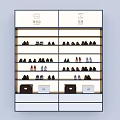 Retail Display Shelving Unit with Shoes New Arrivals Premium Items and Storage Drawers