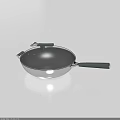 Modern Non Stick Frying Pan With Transparent Lid Green Handle And Silver Body
