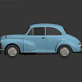 Vintage Blue Classic Car With Rounded Body And Retro Design Features